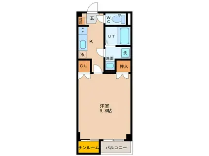 ドリームV(1K/1階)の間取り写真