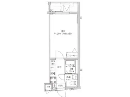 LUMEED飯田橋(1K/2階)の間取り写真