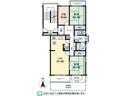 パークシティ鴻巣赤見台エステート第二9号棟(3LDK/1階)の間取り写真