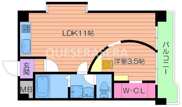 マルビシマンション西天満(1LDK/5階)の間取り写真