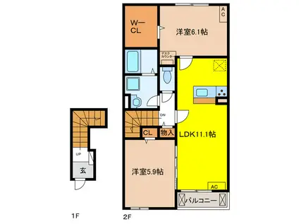 カーサ・プラシード(2LDK/1階)の間取り写真