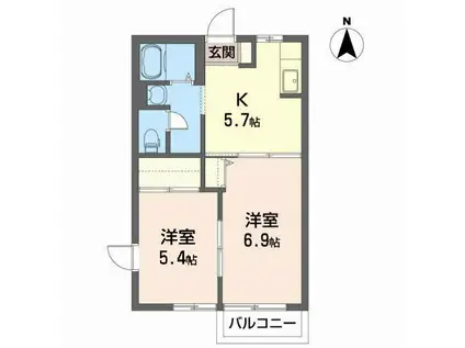 サンベルデC(2K/2階)の間取り写真