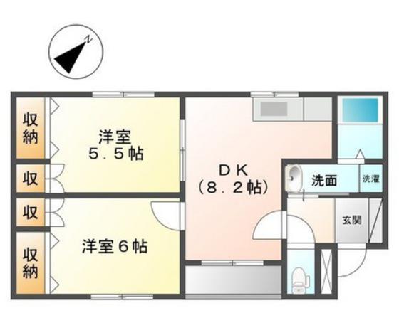 ロイヤルハイツ藤田(2DK/1階)の間取り写真