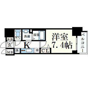 プレサンス桜通ベルノ(1K/13階)の間取り写真