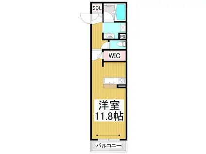 ベレオ中御所(ワンルーム/1階)の間取り写真