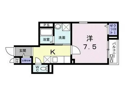 フラット黒門(1K/4階)の間取り写真