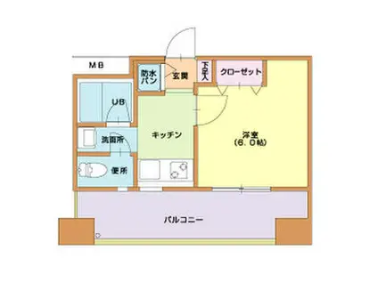 ニューロング博多(1K/2階)の間取り写真