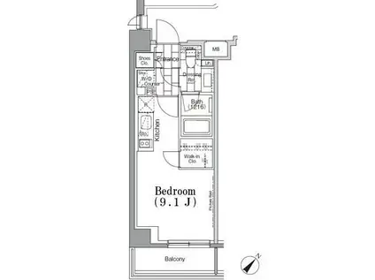 ワンルーフフラット月島(ワンルーム/5階)の間取り写真