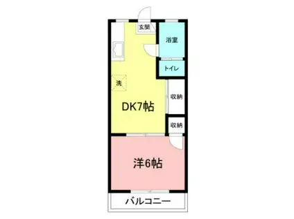 シャトー原町(1DK/2階)の間取り写真