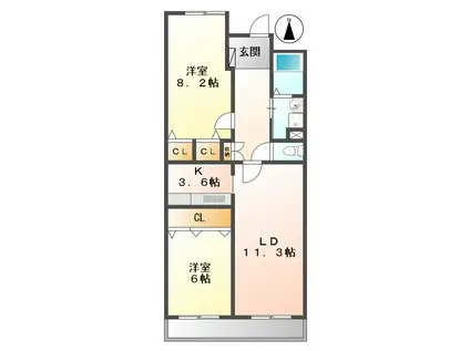 ソーラスフロント富船(2LDK/5階)の間取り写真