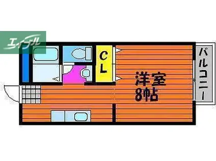 ファンコーポレーションE棟(1K/1階)の間取り写真