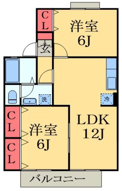 フローラフォンテA(2LDK/1階)の間取り写真