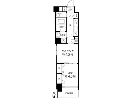 DUOSTAGE白金高輪(1DK/2階)の間取り写真