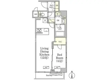 アジールコート品川中延サウス(1LDK/5階)の間取り写真