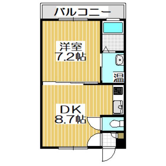 ハイツグリンサイド絵鞆(1DK/1階)の間取り写真