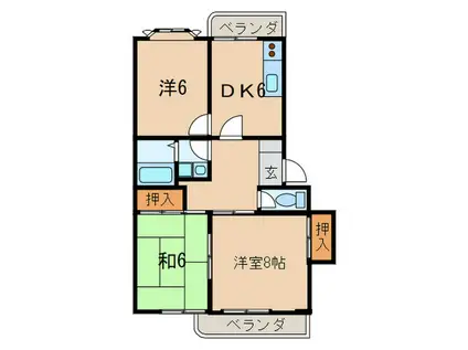 永和不動産 熊野町ハイツ(3DK/3階)の間取り写真