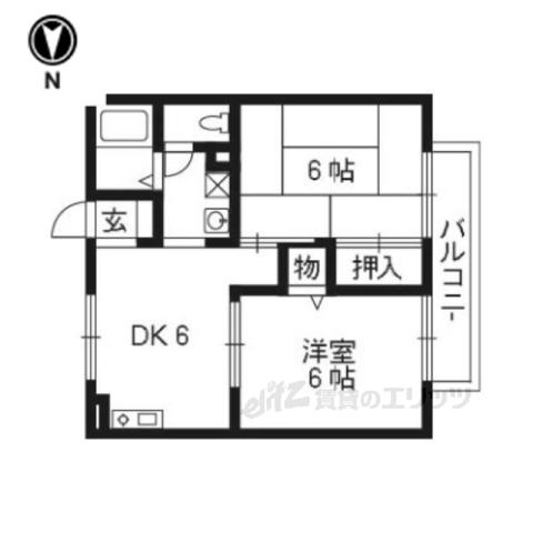 セジュールヴィヴァン(2DK/2階)の間取り写真