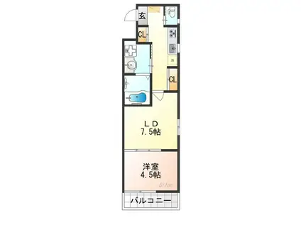 アドバンス京都リエートI(1LDK/1階)の間取り写真