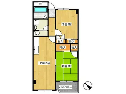 清水ハイツ(2LDK/2階)の間取り写真