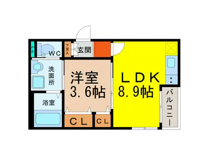 LOTUS(1LDK/2階)の間取り写真