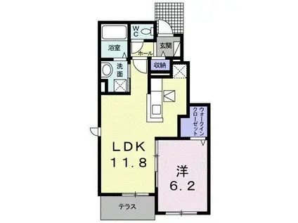 クレールIII A(1LDK/1階)の間取り写真