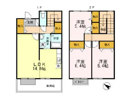 サン・サン・ハイム(3LDK/1階)の間取り写真