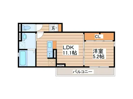 ラテ すみなみ(1LDK/2階)の間取り写真