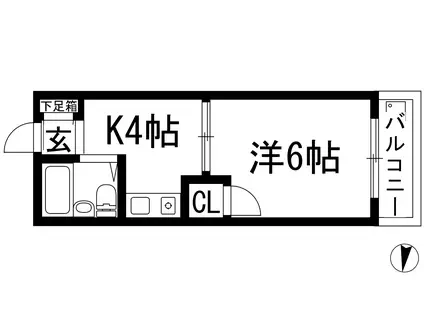 モンジット(1K/3階)の間取り写真