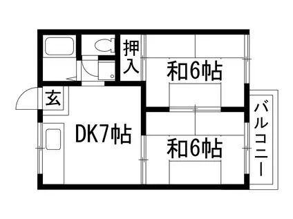 乾ハイツ A棟(2DK/2階)の間取り写真
