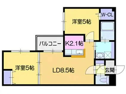 リンクス学園前(2LDK/4階)の間取り写真