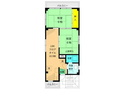 井上ビル(2LDK/4階)の間取り写真