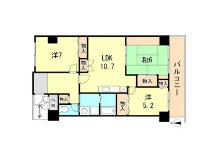 カナル兵庫(3LDK/3階)の間取り写真