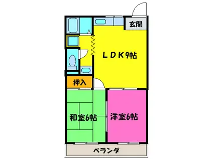 シャトルハイツ(2LDK/2階)の間取り写真
