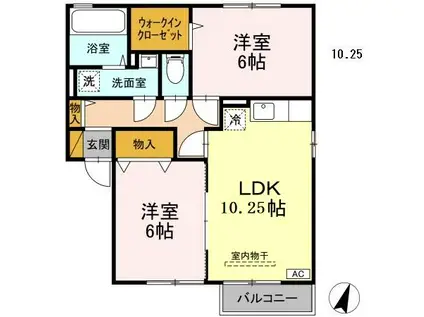 エスペランサ B棟(2LDK/2階)の間取り写真