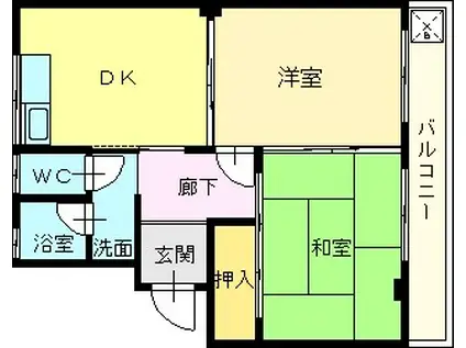 仁山田ハイツ(2DK/3階)の間取り写真