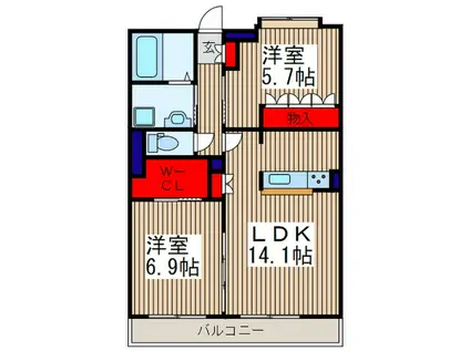 ARC・RICHE(2LDK/1階)の間取り写真