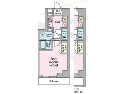 HYS KAMEARI(1K/1階)の間取り写真
