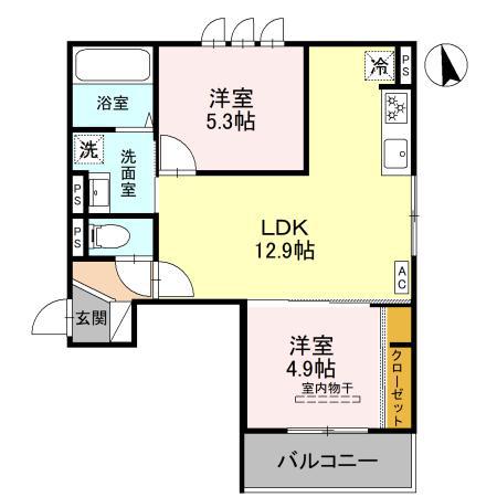 メゾン ド ソルテ A棟(2LDK/2階)の間取り写真