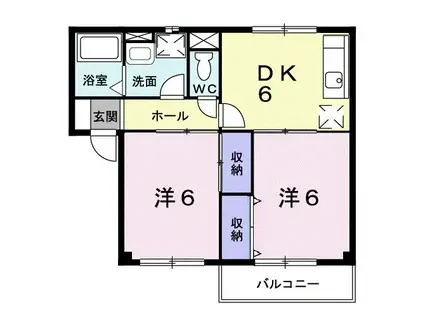 サンオークはしもと(2DK/2階)の間取り写真