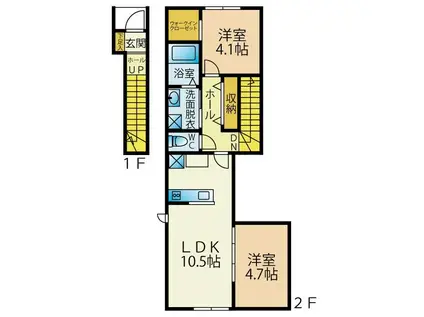 SUN VIA下到津(2LDK/2階)の間取り写真