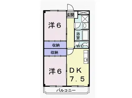 ニューマリッチ大笹(2DK/1階)の間取り写真