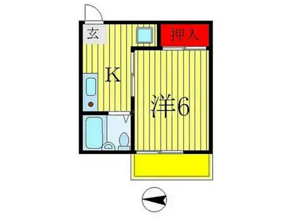 アフタヌーンクロダPARTII(1K/1階)の間取り写真