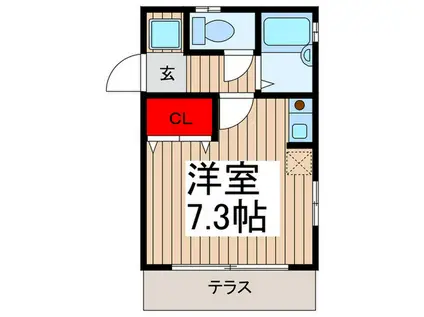 ベルヒルズ(ワンルーム/1階)の間取り写真