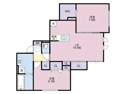 BELLE LEAD 東吉野 B棟(2LDK/1階)の間取り写真