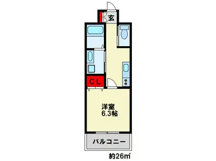 アンレーヴ門司駅前(1K/2階)の間取り写真