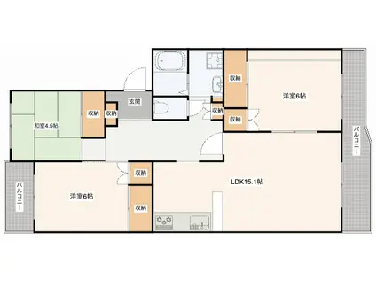 ECLARGE B棟(3LDK/3階)の間取り写真