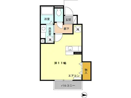 ロワジールⅡ(ワンルーム/1階)の間取り写真