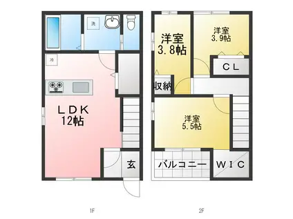 ハイデハウス(3LDK/1階)の間取り写真