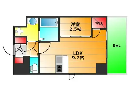 アフルエンス難波イースト(1LDK/7階)の間取り写真