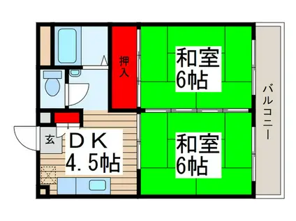 サンハウス青木(2DK/3階)の間取り写真